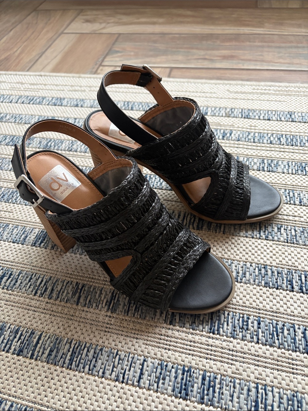 DV by Dolce Vita Black Braided Slingback Block Heels